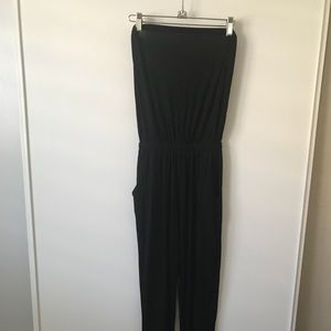 Black Piko Strapless Jumpsuit